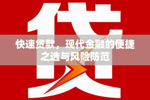 大寮快速贷款，现代金融的便捷之选与风险防范