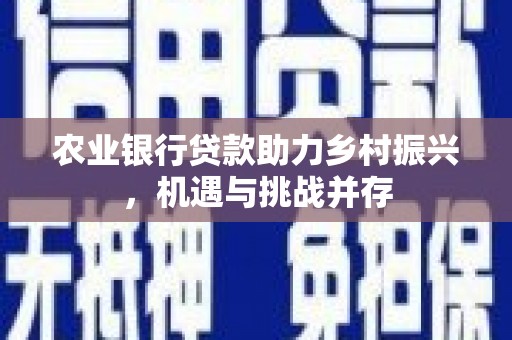 大寮农业银行贷款助力乡村振兴，机遇与挑战并存